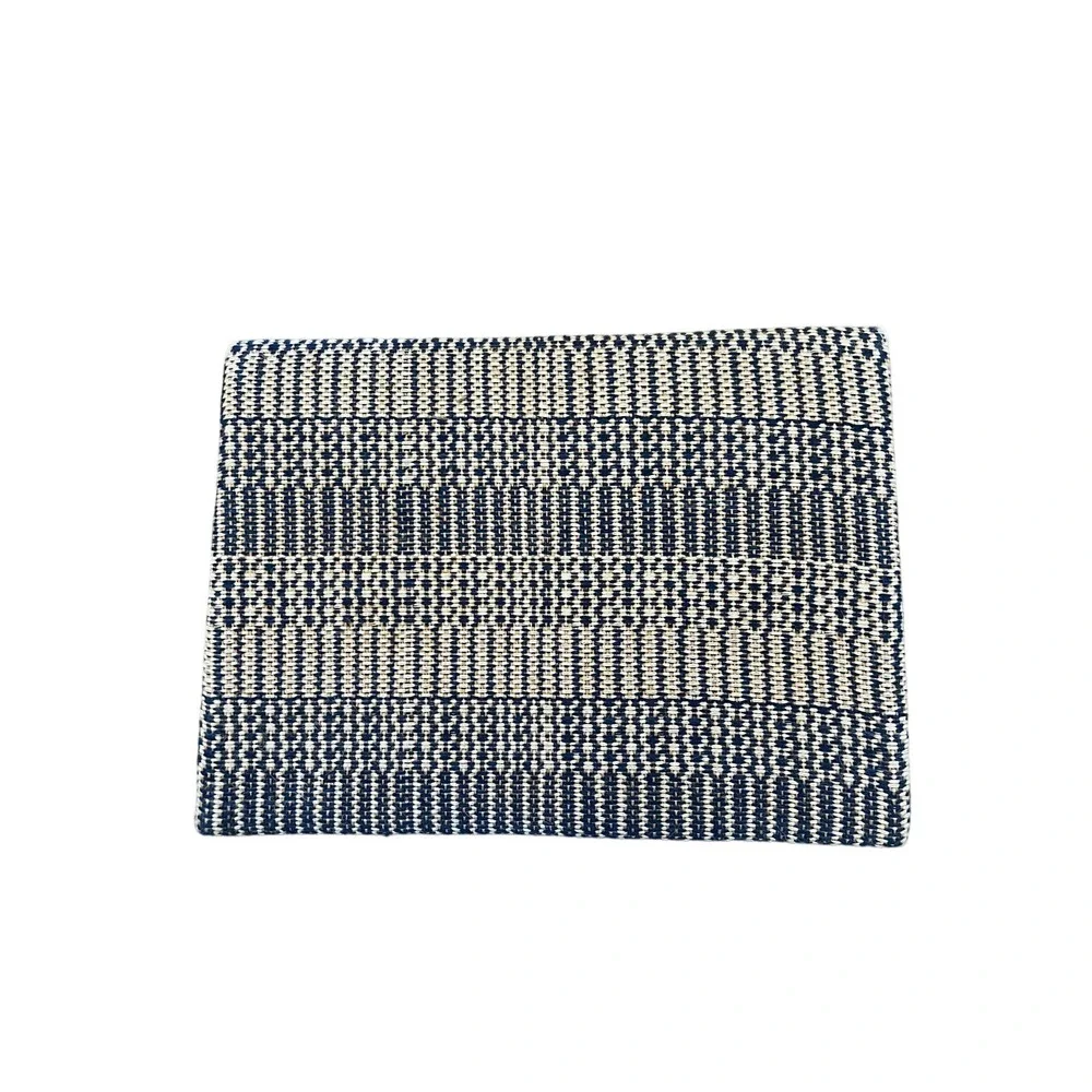 Korissa Woven Clutch, Navy Blue and Cream, Snap Closure, 12
